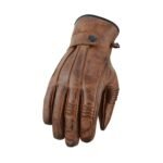 gearx Distress leather motorbike gloves wax finish antique brown