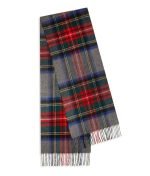 hamilton kilts wool scarf warm soft plush lambs pashmina grey red plaid fringe