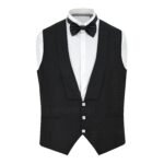 Prince Charlie vest Black tuxedo waistcoat argyle wool tweed vest wedding dress kilt attire Scottish