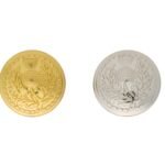 Golden Silver round thistle button