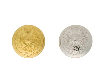 Golden Silver round thistle button