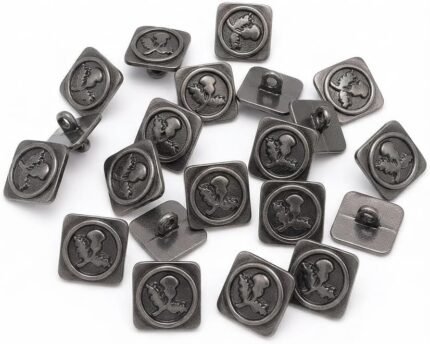 Black Antique square thistle button