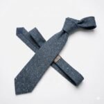 necktie Wool donegal blue