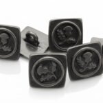 Black Antique square thistle button