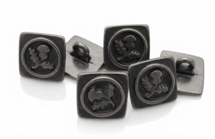 Black Antique square thistle button
