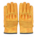 Motorcycle Gloves Leather Knuckle Shell Yellow Distress