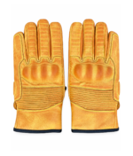 Motorcycle Gloves Leather Knuckle Shell Yellow Distress