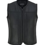Men's Motorcycle Leather Vest Side Zip Closure