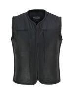 Men's Motorcycle Leather Vest Side Zip Closure