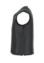Men's Motorcycle Leather Vest Side Zip Closure - Image 3