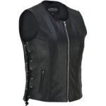 Motorcycle Leather Vest Roxena Aniline