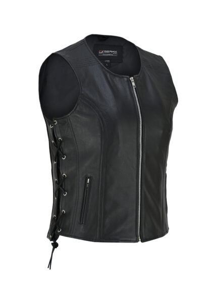Motorcycle Leather Vest Roxena Aniline